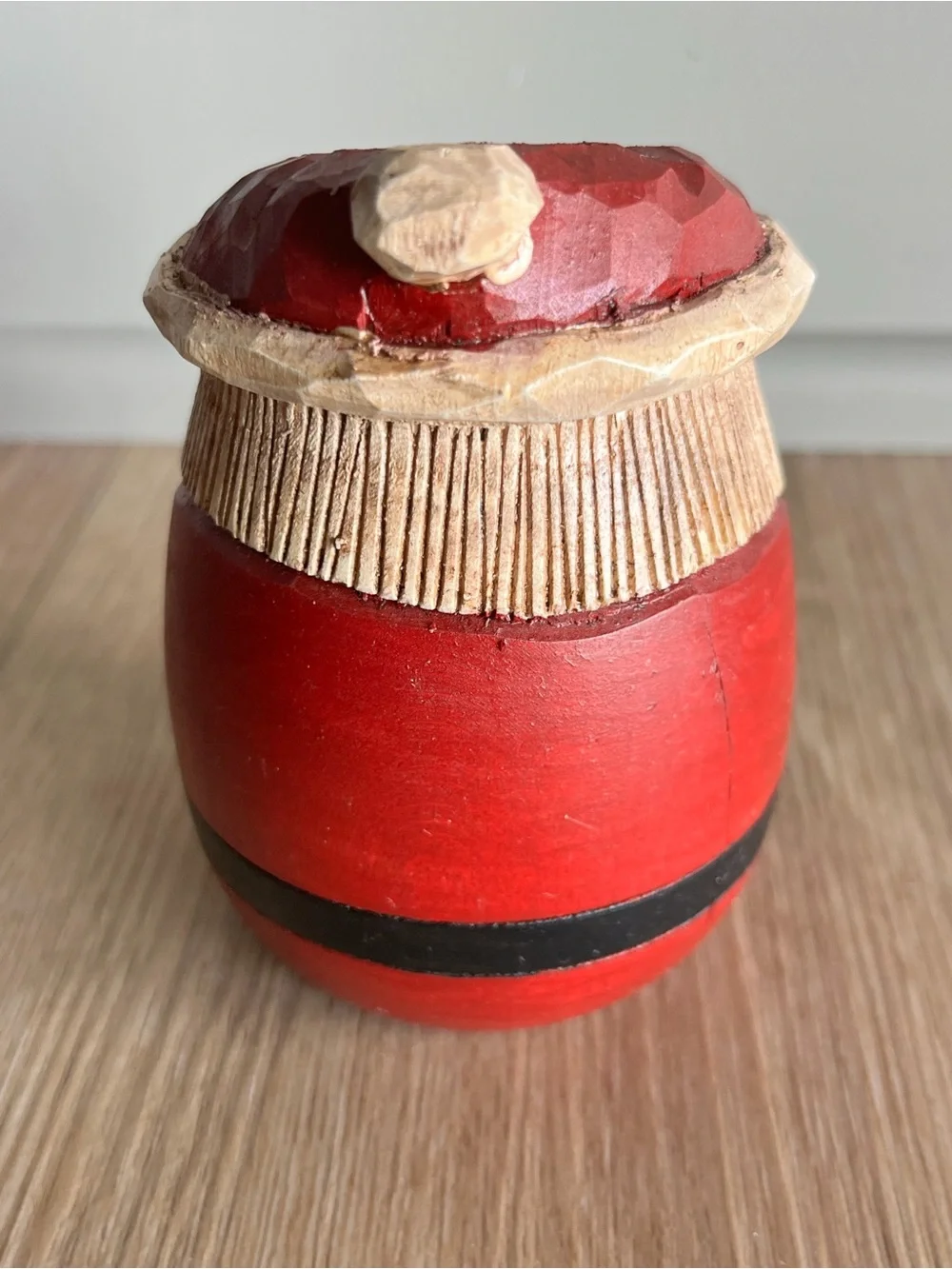Hand-Carved Santa Figurine - Red Holiday Decor